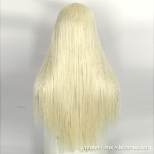 FZY Wholesale Price Good Omens Cosplay Blonde 613 color silk straight Synthetic hair Wigs with lace front  Vendor